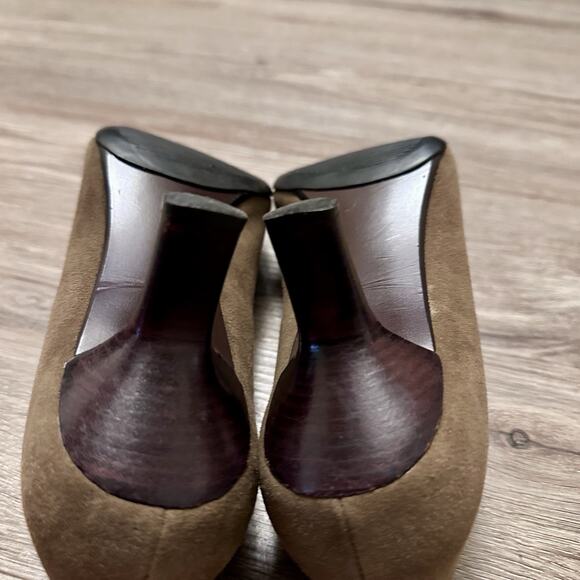 Cole Haan Brown Suede Chain Pumps 8B – Classic Square Toe Kitten Heels Workwear - Picture 8 of 8